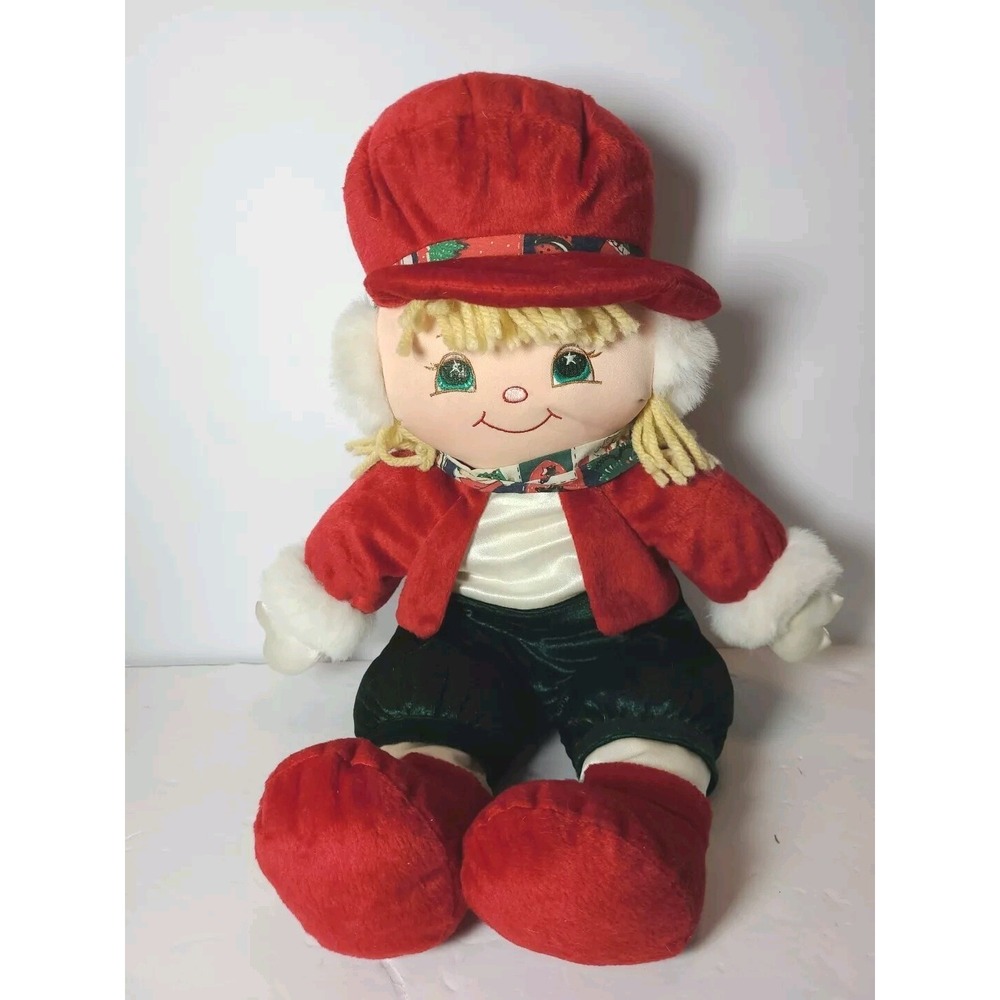 Olde Time Kids Christmas Rag Dolls Plush Boy 1996 Holiday Decor Vintage‎